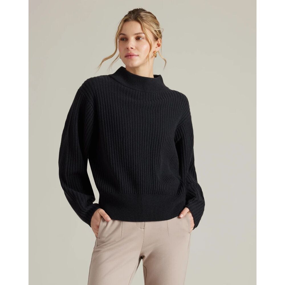 New RHONE Wool And Cashmere Blend Ribbed Sweater in Black Size XL